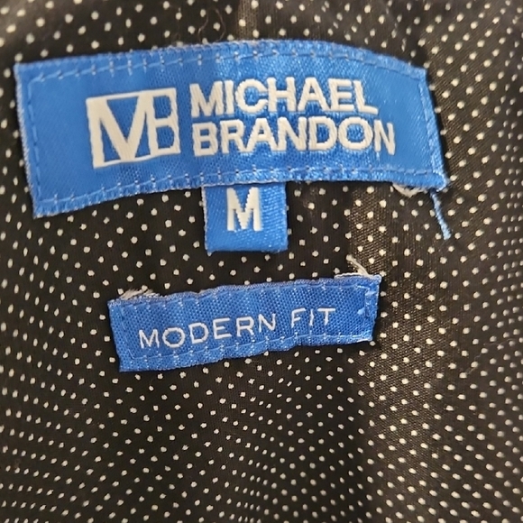 MICHAEL BRANDON BUTTON DOWN SHIRT MENS Medium LONG SLEEVE COLLARED polka dot - Picture 2 of 7